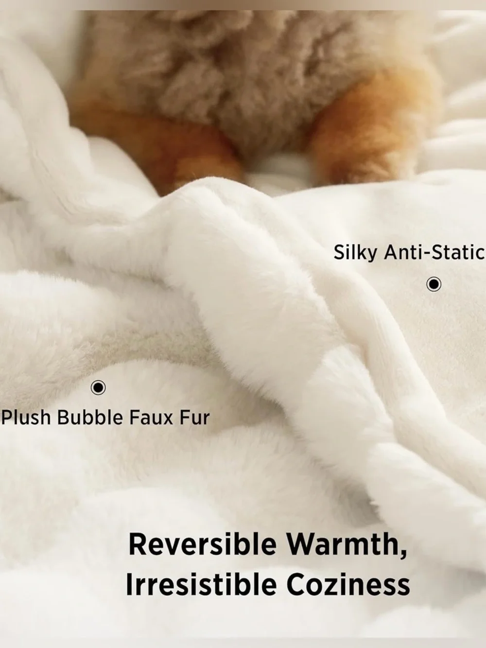 GentleSoft Bubble Faux Fur Throw Blanket Cream 50x60 New Open Box